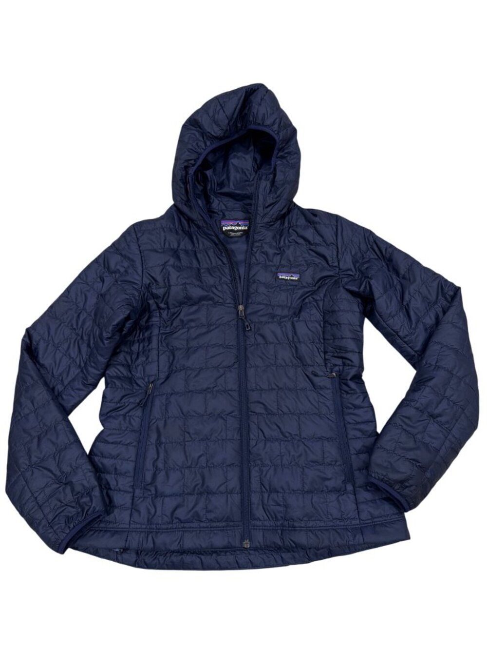 Patagonia Womens Nano Puff Hoodie Navy Large Lightweight Insulated Jacket